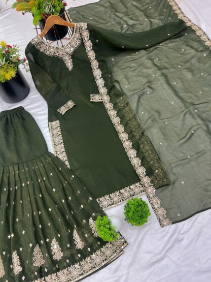 SR 1666 MAHENDI FULLSLEEV TOP PLAZZO SET ONLINE SHOPPING BEST QUALITY PAKISTANI SUITS, ONLINE SHOPPING SUITS, PAKISTANI SALWAR KAMEEZ, PAKISTANI SUITS AT MANUFACTURER PRICE, PAKISTANI SUITS BEST PRICE, PAKISTANI SUITS IN SURAT, PAKISTANI SUITS ONLINE SHOPPING, SR 1666 MAHENDI  ANAMSA, MEHBOOB TEX, Single, Suits, VRINDAVAN FASHION