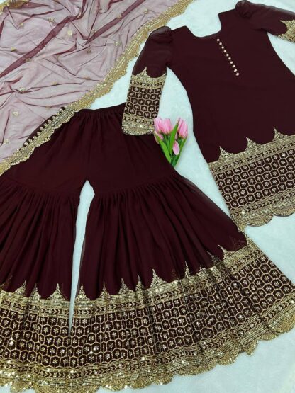 ZF 250 TOP WITH SHARARA PLAZO FOR WOMEN AT BEST PRICE BEST QUALITY PAKISTANI SUITS, PAKISTANI SUITS AT MANUFACTURER PRICE, PAKISTANI SUITS BEST PRICE, PAKISTANI SUITS COLLECTION, PAKISTANI SUITS ONLINE SHOPPING, PAKISTANI SUITS ONLINE SHOPPING IN INDIA, PAKISTANI SUITS WHOLESALE, ZF 250  Pakistani Suits, Salwar Kameez, SANIYA TRENDZ, Single, Suits