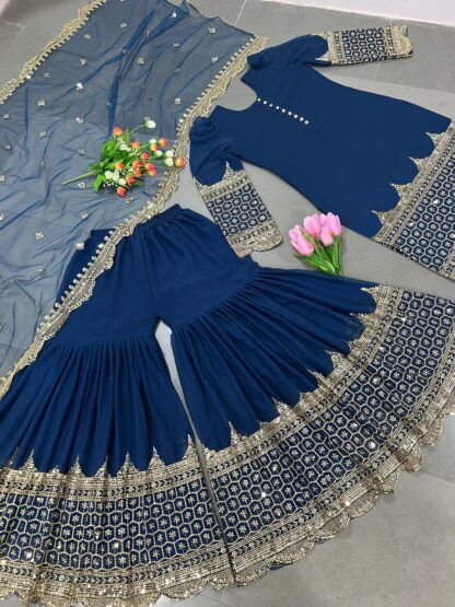 ZF 250 TOP WITH SHARARA PLAZO FOR WOMEN AT BEST PRICE BEST QUALITY PAKISTANI SUITS, PAKISTANI SUITS AT MANUFACTURER PRICE, PAKISTANI SUITS BEST PRICE, PAKISTANI SUITS COLLECTION, PAKISTANI SUITS ONLINE SHOPPING, PAKISTANI SUITS ONLINE SHOPPING IN INDIA, PAKISTANI SUITS WHOLESALE, ZF 250  Pakistani Suits, Salwar Kameez, SANIYA TRENDZ, Single, Suits