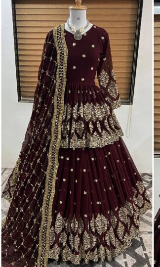 ZF 258 DARK MAROON FULLY STITCHED LEHENGA CHOLI FOR WOMENZF 258 DARK MAROON FULLY STITCHED LEHENGA CHOLI FOR WOMEN