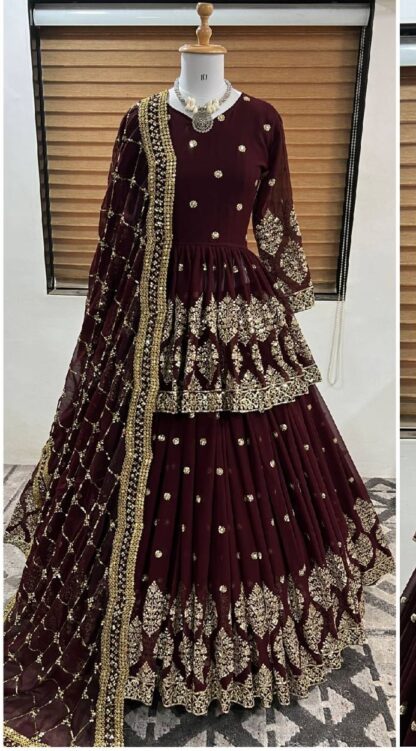 ZF 258 DARK MAROON FULLY STITCHED LEHENGA CHOLI FOR WOMEN