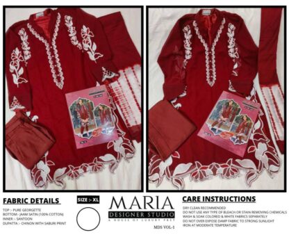 MARIA DESIGNER STUDIO 1001 RED PAKISTANI KURTIS WHOLESALE - Image 4