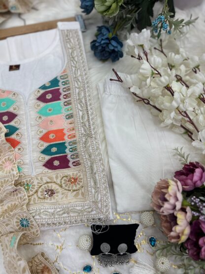 THE LIBAS COLLECTION WHITE BEUTIFUL HEAVY FULLY STITCHIED SUIT SET BEST QUALITY PAKISTANI SUITS, ONLINE SHOPPING SUITS, PAKISTANI SALWAR KAMEEZ, PAKISTANI SUITS AT MANUFACTURER PRICE, PAKISTANI SUITS BEST PRICE, PAKISTANI SUITS IN SURAT, PAKISTANI SUITS ONLINE SHOPPING, THE LIBAS COLLECTION WHITE, THE LIBAS COLLECTION WINE  LEHENGA CHOLI, Single, Suits, THE LIBAS COLLECTION