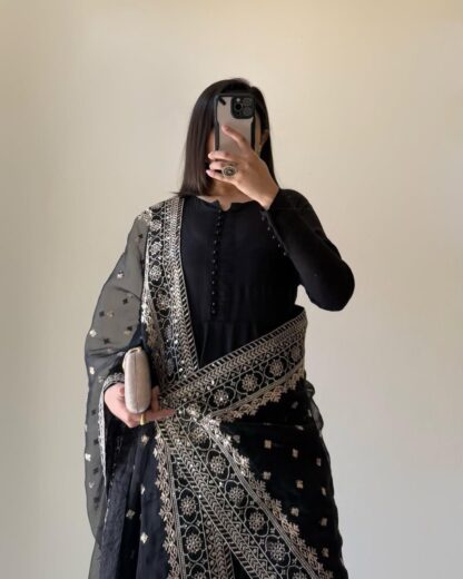 KD 1502 BLACK PARTY WEAR PLAZZO SUITS ONLINE SHOPPING