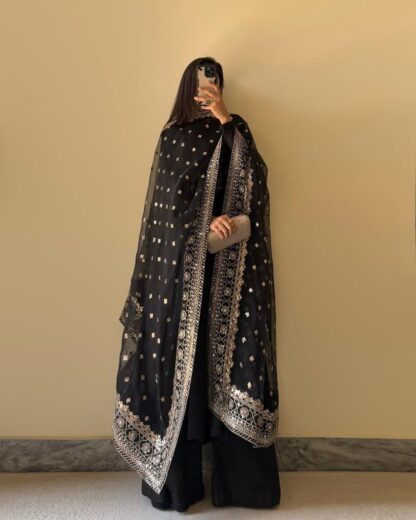 KD 1502 BLACK PARTY WEAR PLAZZO SUITS ONLINE SHOPPING - Image 10