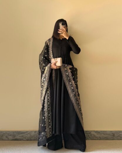 KD 1502 BLACK PARTY WEAR PLAZZO SUITS ONLINE SHOPPING