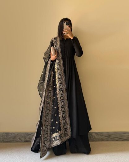 KD 1502 BLACK PARTY WEAR PLAZZO SUITS ONLINE SHOPPING - Image 8