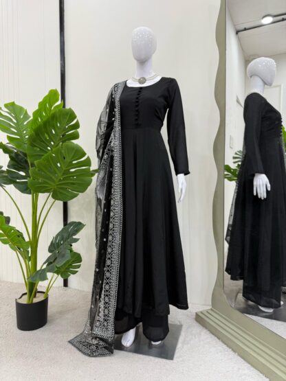KD 1502 BLACK PARTY WEAR PLAZZO SUITS ONLINE SHOPPING - Image 5