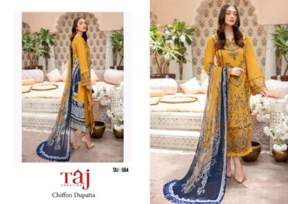 TAJ CREATION 584 LATEST PAKISTANI SUITS WHOLESALER