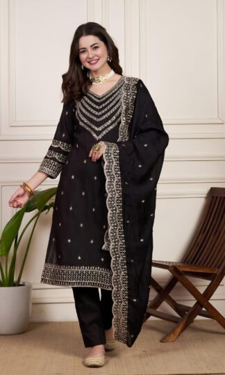 THE LIBAS COLLECTION BLACK CHANDERI SILK SALWAR SUITS ONLINETHE LIBAS COLLECTION BLACK CHANDERI SILK SALWAR SUITS ONLINE