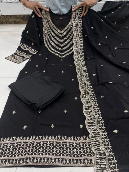 THE LIBAS COLLECTION BLACK CHANDERI SILK SALWAR SUITS ONLINE - Image 2