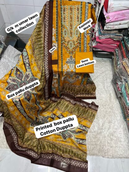 THE LIBAS M.UMAR LAWN VOL 1 EMBROIDERED DRESS MATERIAL ONLINE - Image 4
