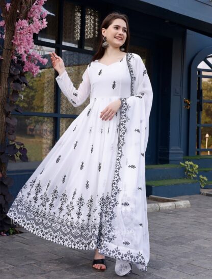 THE LIBAS SILK PREMIUM READYMADE WHITE NANDANI GOWN WHOLESALE - Image 2