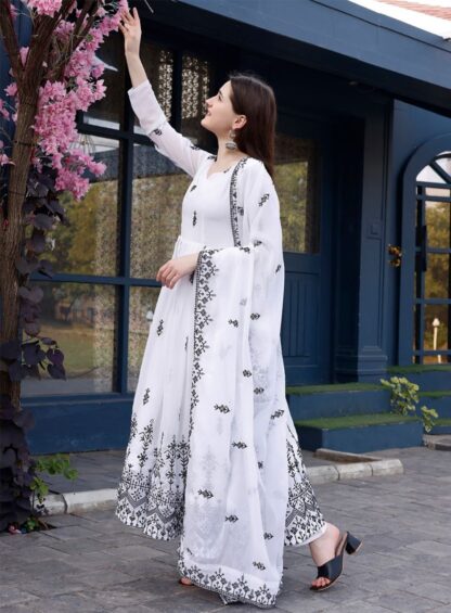 THE LIBAS SILK PREMIUM READYMADE WHITE NANDANI GOWN WHOLESALE
