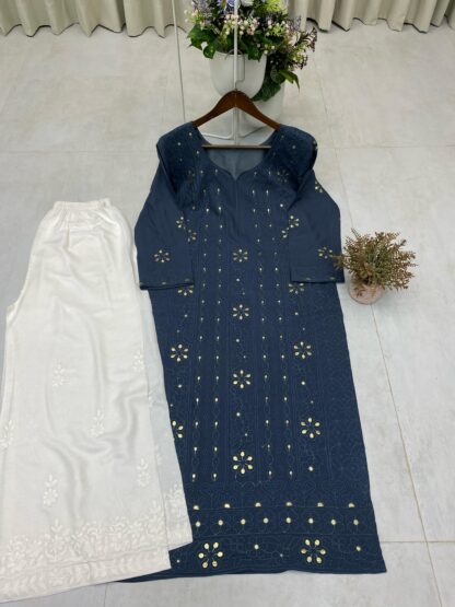 BE 336 BLUE SUMMER SPECIAL TRENDING KURTA PLAZZO DESIGN 2025