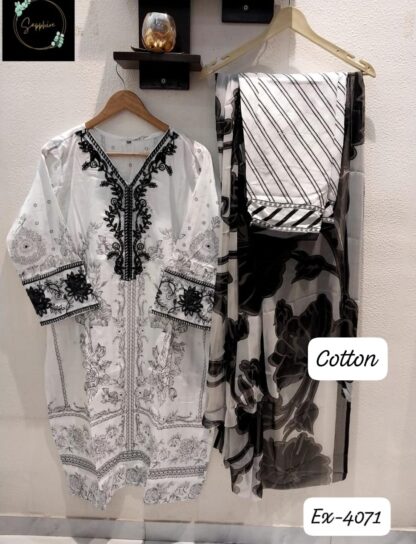 SAPPHIRE EX-4071 WHITE COTTON READYMADE WHOLESALE KURTI ONLINE