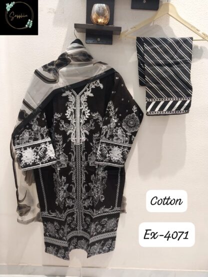 SAPPHIRE EX-4071 BLACK COTTON DESIGNER PAKISTANI KURTI WITH PRICE
