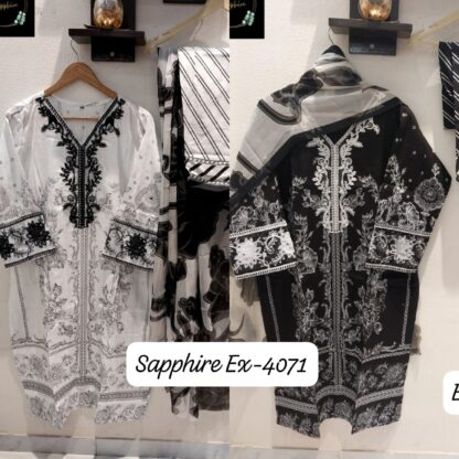 SAPPHIRE EX-4071 WHITE COTTON READYMADE WHOLESALE KURTI ONLINE