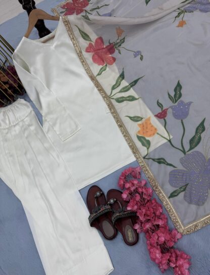 PD 1098 WHITE PARTYWEAR SUITS FOR WOMEN