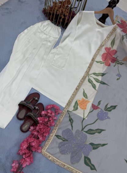 PD 1098 WHITE PARTYWEAR SUITS FOR WOMEN