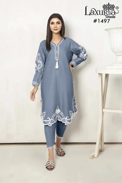 LAXURIA TRENDZ 1497 CHARCOAL GREY READYMADE KURTI WHOLESALE