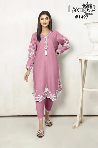 LAXURIA TRENDZ 1497 THULAIN PINK READYMADE KURTI ONLINE