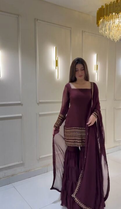 ZF 413 DESIGNER PARTY WEAR TOP SHARARA & DUPATTA WITH PRICE