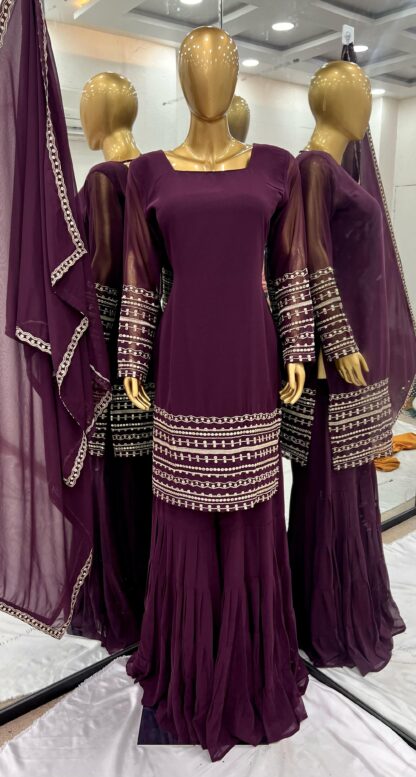 ZF 413 DESIGNER PARTY WEAR TOP SHARARA & DUPATTA WITH PRICE - Image 4