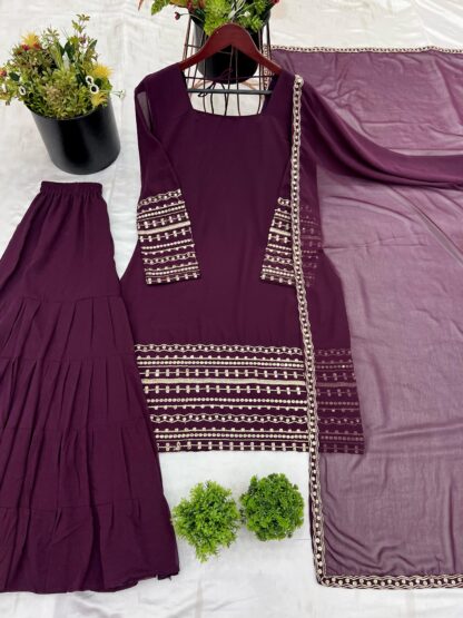 ZF 413 DESIGNER PARTY WEAR TOP SHARARA & DUPATTA WITH PRICE - Image 2
