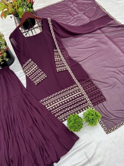 ZF 413 DESIGNER PARTY WEAR TOP SHARARA & DUPATTA WITH PRICE - Image 3