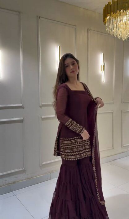 ZF 413 DESIGNER PARTY WEAR TOP SHARARA & DUPATTA WITH PRICE - Image 5