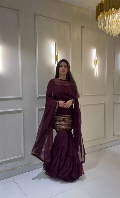 ZF 413 DESIGNER PARTY WEAR TOP SHARARA & DUPATTA WITH PRICE