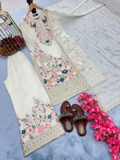 AD140 WHITE READYMADE TOP PLAZZO COLLECTIONS WHOLESALE - Image 2
