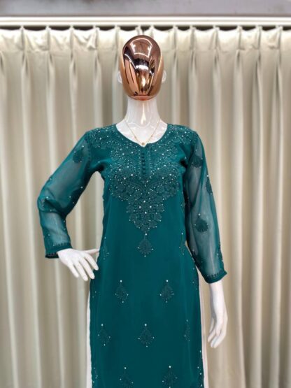 BE 306 PEACOCK BLUE DESIGNER WEAR TRENDING SUMMER PLAZZO SET SUPPLIER - Image 7