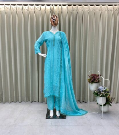 BE 322 SKY BLUE RICH COMBINATION PLAZZO SET FOR WOMEN BE 322 SKY BLUE, BEST QUALITY PAKISTANI SUITS, ONLINE SHOPPING SUITS, PAKISTANI SALWAR KAMEEZ, PAKISTANI SUITS AT MANUFACTURER PRICE, PAKISTANI SUITS BEST PRICE, PAKISTANI SUITS IN SURAT, PAKISTANI SUITS ONLINE SHOPPING  BE, READYMADE, Single, Suits, THE LIBAS COLLECTION