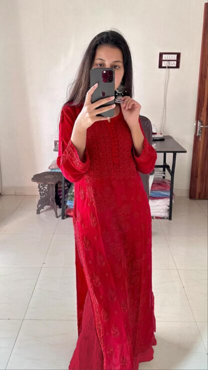 BE 354 RED GEORGETTE WITH EMBROIDERY SUIT WITH DUPATTA