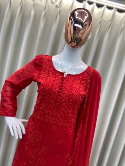 BE 354 RED GEORGETTE WITH EMBROIDERY SUIT WITH DUPATTA - Image 5