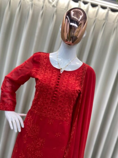 BE 354 RED GEORGETTE WITH EMBROIDERY SUIT WITH DUPATTA - Image 11