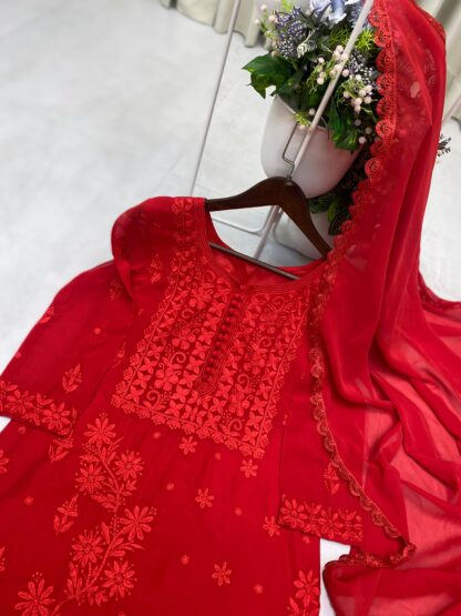 BE 354 RED GEORGETTE WITH EMBROIDERY SUIT WITH DUPATTA (2)
