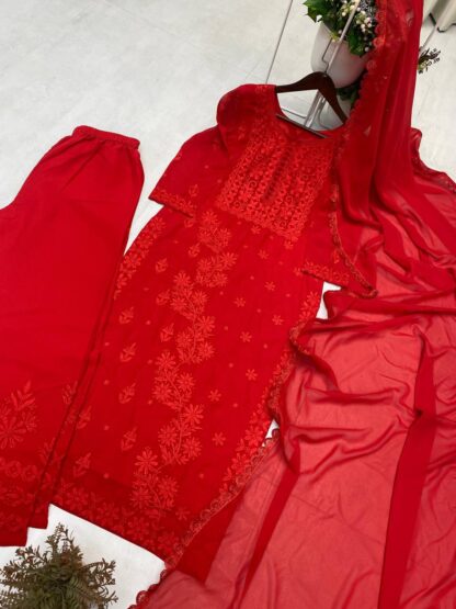 BE 354 RED GEORGETTE WITH EMBROIDERY SUIT WITH DUPATTA - Image 13