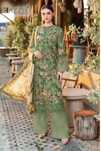HAZZEL 11002 MARIA.B CHIKANKARI COTTON COLLECTION -11 PAKISTANI SUITS