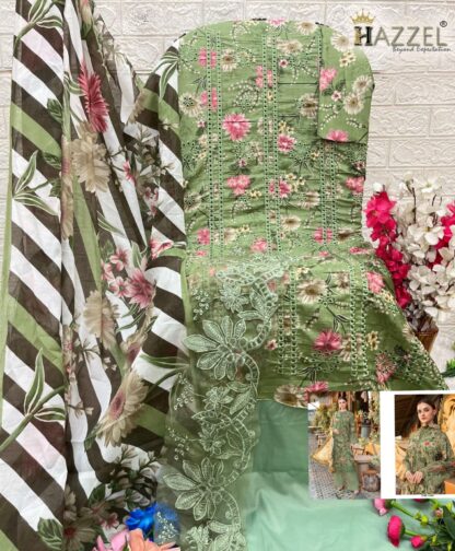 HAZZEL 11002 MARIA.B CHIKANKARI COTTON COLLECTION -11 PAKISTANI SUITS - Image 2