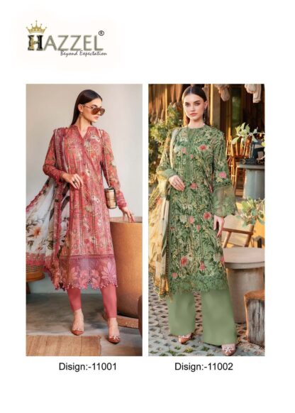 HAZZEL 11001 MARIA.B CHIKANKARI COTTON COLLECTION -11 PAKISTANI SUITS