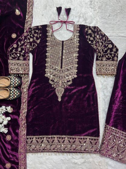 NEVIL NF 1231 VELVET MAROON SALWAR SUITS ONLINE WHOLESALE - Image 2