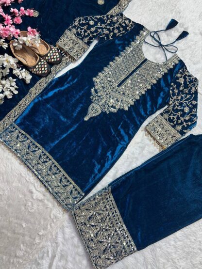 NEVIL NF 1231 VELVET NEVY BLUE SALWAR SUITS ONLINE SHOPPING - Image 4