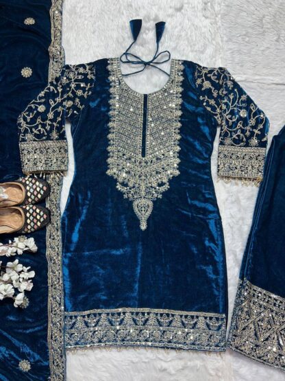 NEVIL NF 1231 VELVET NEVY BLUE SALWAR SUITS ONLINE SHOPPING - Image 9