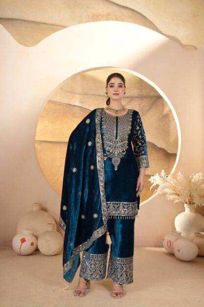 NEVIL NF 1231 VELVET NEVY BLUE SALWAR SUITS ONLINE SHOPPING - Image 10
