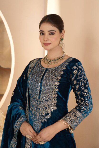 NEVIL NF 1231 VELVET NEVY BLUE SALWAR SUITS ONLINE SHOPPING - Image 12