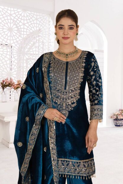 NEVIL NF 1231 VELVET NEVY BLUE SALWAR SUITS ONLINE SHOPPING - Image 13