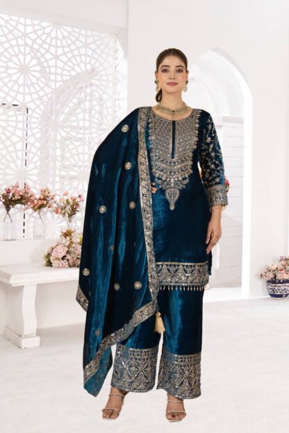 NEVIL NF 1231 VELVET NEVY BLUE SALWAR SUITS ONLINE SHOPPING - Image 14